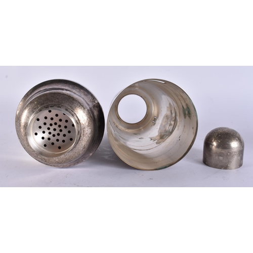 373 - AN ART DECO NAPIER SILVER PLATED COCKTAIL SHAKER. 27 cm high.