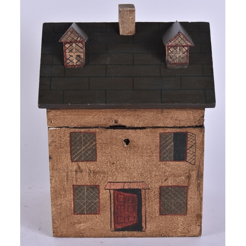 385 - A FOLK ART WOOD TEA CADDY. 23 cm x 15 cm.