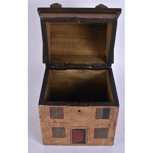385 - A FOLK ART WOOD TEA CADDY. 23 cm x 15 cm.