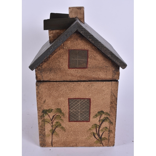 385 - A FOLK ART WOOD TEA CADDY. 23 cm x 15 cm.