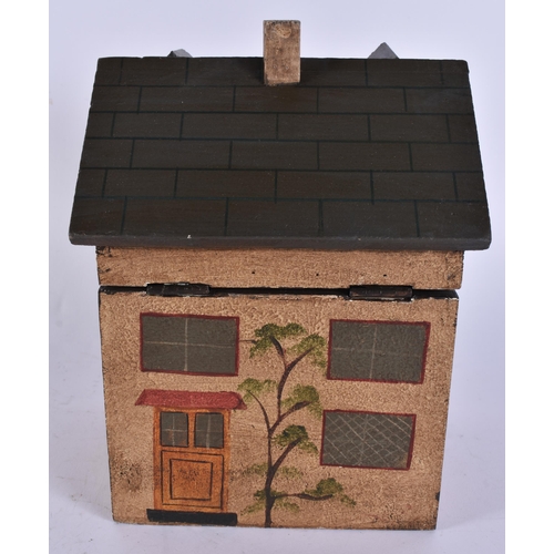 385 - A FOLK ART WOOD TEA CADDY. 23 cm x 15 cm.