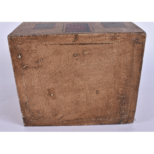385 - A FOLK ART WOOD TEA CADDY. 23 cm x 15 cm.