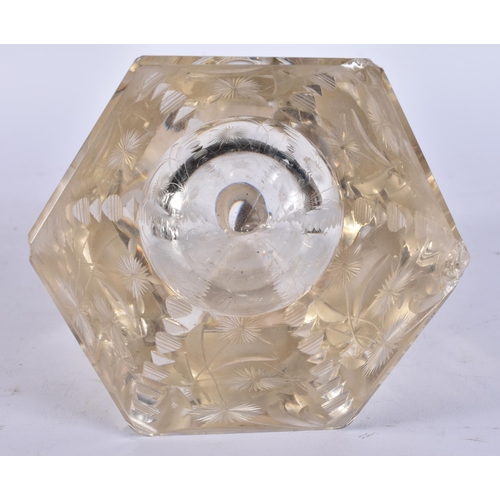 399 - A SILVER MOUNTED GLASS INKWELL. 16 cm high.