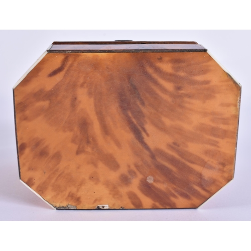 40A - A REGENCY BLOND TORTOISESHELL TEA CADDY. 11 cm x 11.5 cm.