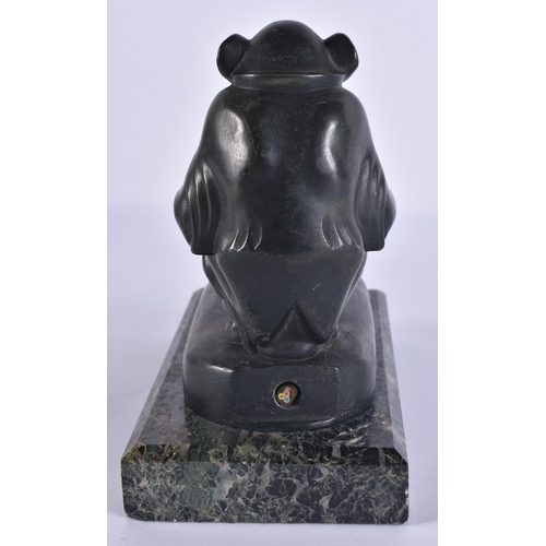 40C - Max Le Verrier (1891-1973) French, Art Deco, Bronze, Lamp, Seated chimp. 15 cm x 15 cm.