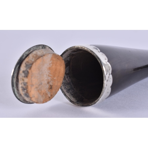 40F - AN UNUSUAL GEORGE III SILVER MOUNTED HORN 'BOOT' SNUFF BOX. 9.5 cm long.