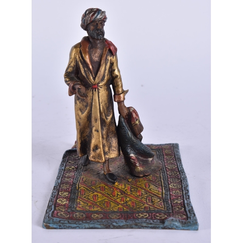 429 - A COLD PAINTED BRONZE ARABIC MALE. 11 cm x 9.5 cm.