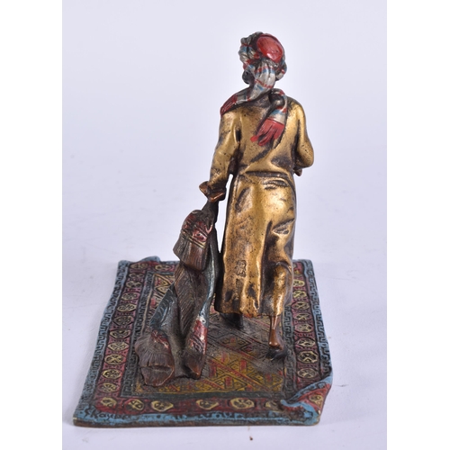 429 - A COLD PAINTED BRONZE ARABIC MALE. 11 cm x 9.5 cm.