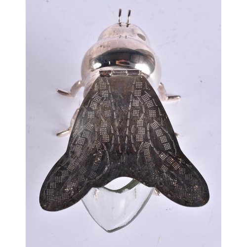 444 - A SILVER PLATED BEE HONEY POT. 14 cm wide.