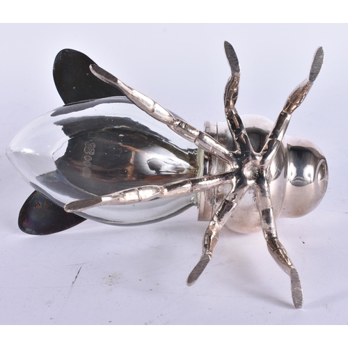 444 - A SILVER PLATED BEE HONEY POT. 14 cm wide.