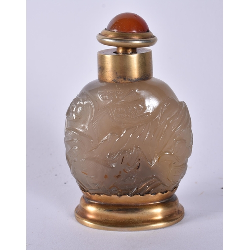 466 - A FINE CHINESE QING DYNASTY SILVER MOUNTED AGATE SNUFF BOTTLE. 157 grams. 8 cm x 5 cm.