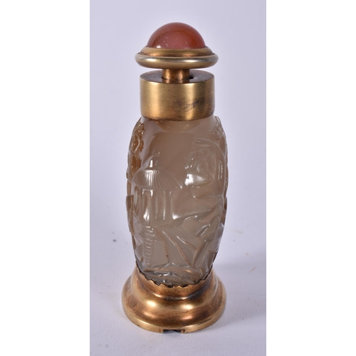 466 - A FINE CHINESE QING DYNASTY SILVER MOUNTED AGATE SNUFF BOTTLE. 157 grams. 8 cm x 5 cm.
