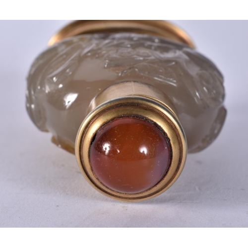 466 - A FINE CHINESE QING DYNASTY SILVER MOUNTED AGATE SNUFF BOTTLE. 157 grams. 8 cm x 5 cm.