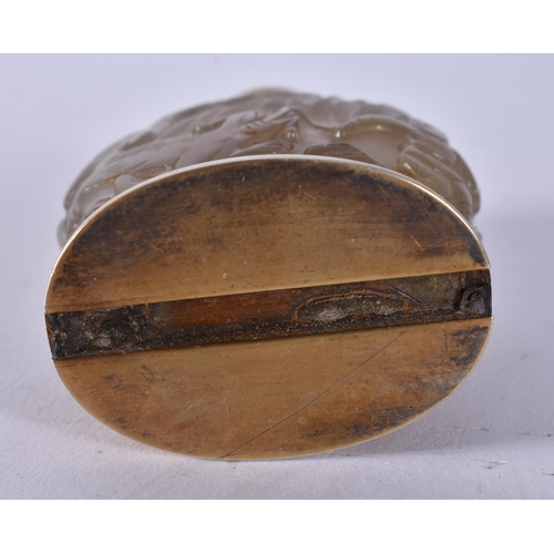 466 - A FINE CHINESE QING DYNASTY SILVER MOUNTED AGATE SNUFF BOTTLE. 157 grams. 8 cm x 5 cm.