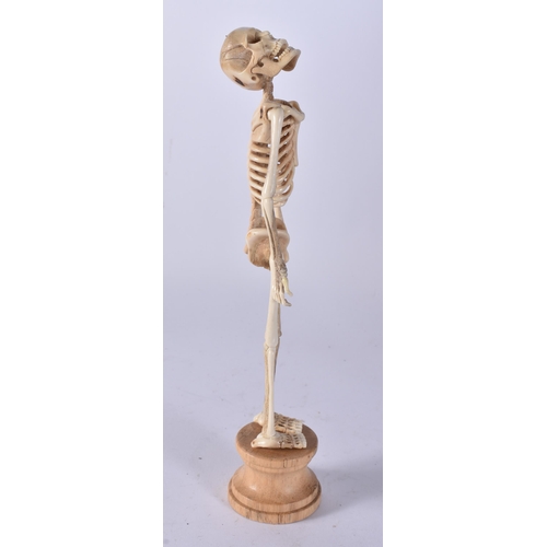 468 - A MEMENTO MORI CARVED STAG ANTLER SKELETON. 25 cm high.