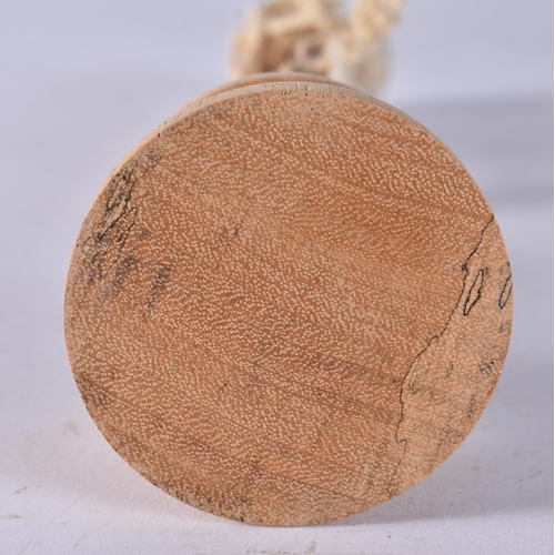 468 - A MEMENTO MORI CARVED STAG ANTLER SKELETON. 25 cm high.