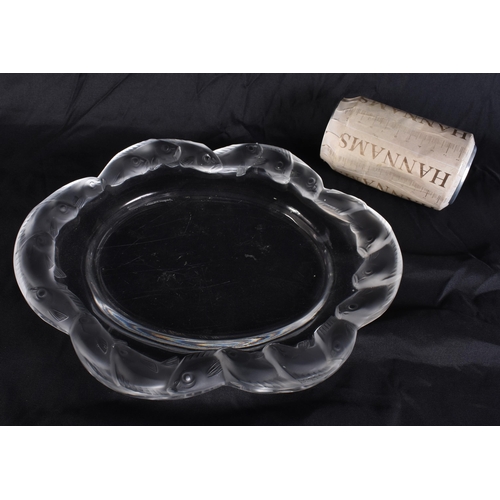 472 - A FRENCH LALIQUE FISH DISH. 27 cm x 22 cm.