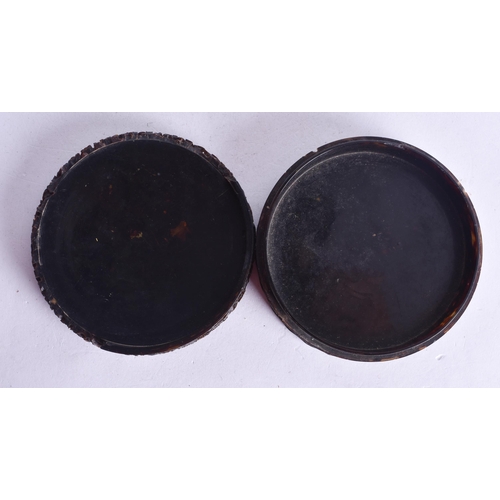 505 - AN EARLY 19TH CENTURY CHINESE CANTON TORTOISESHELL BOX AND COVER Qing. 9.5 cm wide.