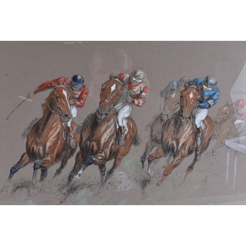 5 - European School (Early 20th Century) Pen and Ink, Mixed Media, Equestrian interest, horse racing. 72... 