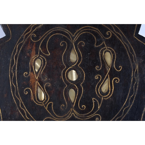 577 - A 19TH CENTURY MIDDLE EASTERN OTTOMAN MOTHER OF PEARL INLAID TURBAN STAND. 42 cm x 18 cm.