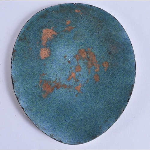 603 - A RARE ANTIQUE ENAMEL HOCKEY PLAQUE. 14 cm x 10 cm.