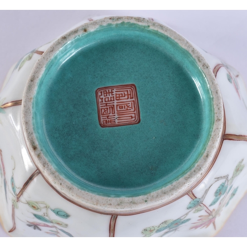 60C - A LATE 19TH CENTURY CHINESE FAMILLE ROSE PORCELAIN LOBED FLOWER BOWL Late Qing. 16 cm wide.