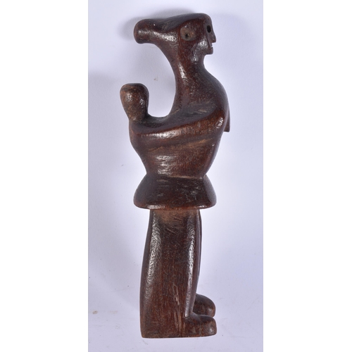 613 - AN UNUSUAL ANTIQUE TRIBAL ZULU AFRICAN FIGURE. 18 cm high.