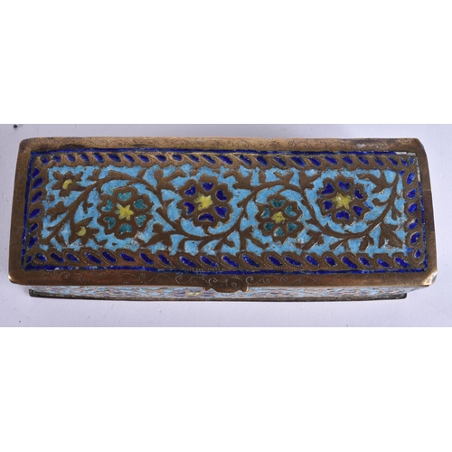 627 - A 19TH CENTURY ISLAMIC PERSIAN ENAMELLED BOX decorated with foliage. 13 cm x 5 cm.