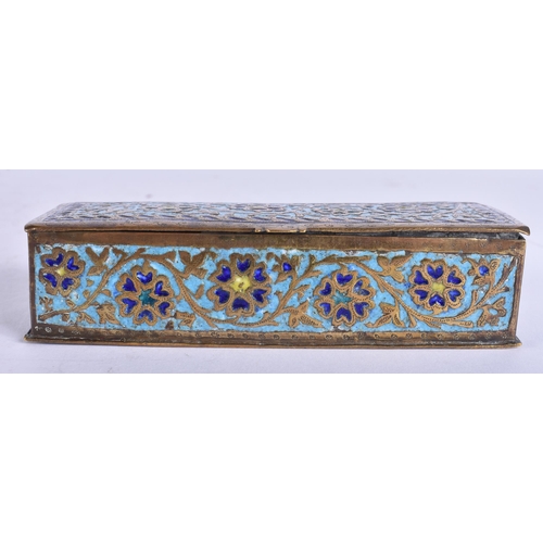 627 - A 19TH CENTURY ISLAMIC PERSIAN ENAMELLED BOX decorated with foliage. 13 cm x 5 cm.
