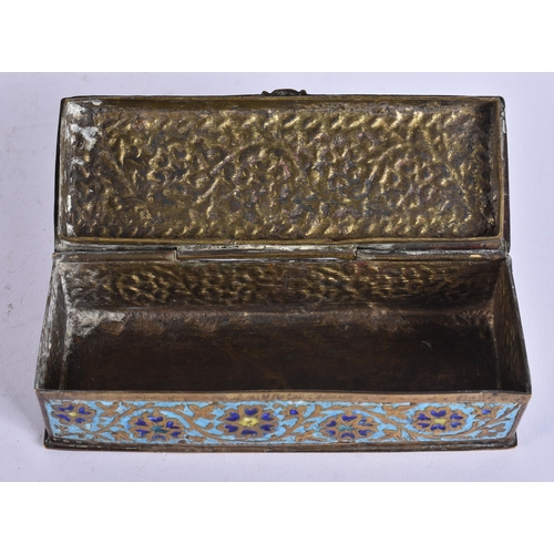 627 - A 19TH CENTURY ISLAMIC PERSIAN ENAMELLED BOX decorated with foliage. 13 cm x 5 cm.