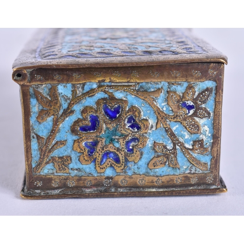 627 - A 19TH CENTURY ISLAMIC PERSIAN ENAMELLED BOX decorated with foliage. 13 cm x 5 cm.