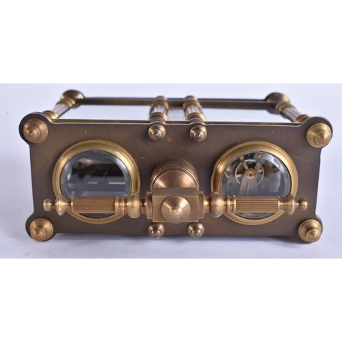 636 - AN ENAMEL CLOCK BAROMETER. 14 cm x 10 cm.