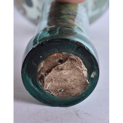 672 - A DECLOMANIA GLASS BOTTLE. 26 cm long.