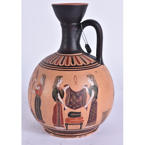 690 - AN ANTIQUITY STYLE POTTERY VASE. 17 cm high.