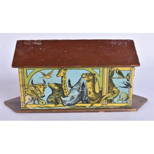 691 - A VINTAGE LITHOGRAPH WOOD NOAH'S ARK. 19 cm wide. (qty)