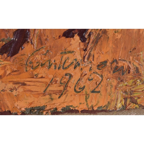 6 - European School (C1960) Oil on canvas, African scene. 72 cm x 58 cm.