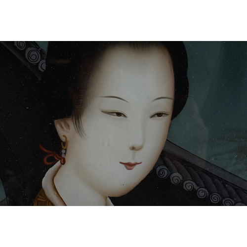 7 - A LARGE PAIR OF EARLY 20TH CENTURY CHINESE REVERSE PAINTED PAINTINGS Late Qing/Republic. 70 cm x 50 ... 