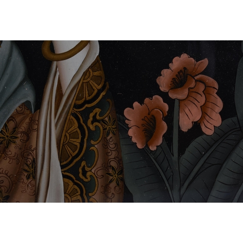 7 - A LARGE PAIR OF EARLY 20TH CENTURY CHINESE REVERSE PAINTED PAINTINGS Late Qing/Republic. 70 cm x 50 ... 