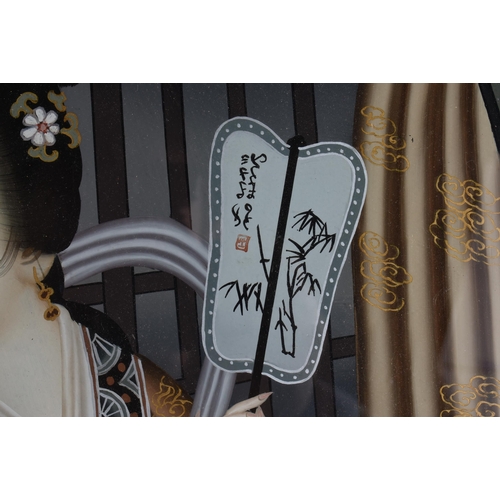 7 - A LARGE PAIR OF EARLY 20TH CENTURY CHINESE REVERSE PAINTED PAINTINGS Late Qing/Republic. 70 cm x 50 ... 