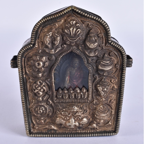 719 - A TIBETAN BUDDHIST SHRINE. 9.5 cm x 7.5 cm.