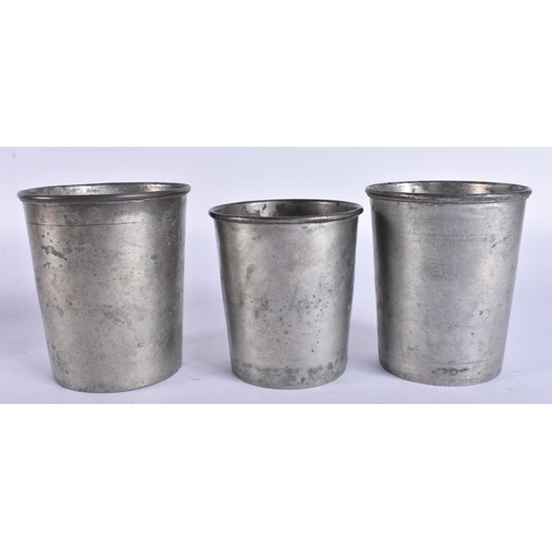 729 - LEATHER CASED HUNTING CUPS. 14.5 cm high closed not inc strap.