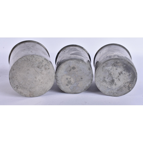 729 - LEATHER CASED HUNTING CUPS. 14.5 cm high closed not inc strap.