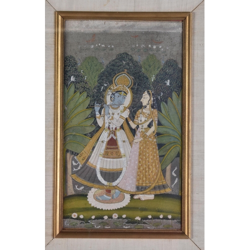 779 - Indian School (19th Century) Watercolour, Two deities in a landscape. 42 cm x 32 cm.