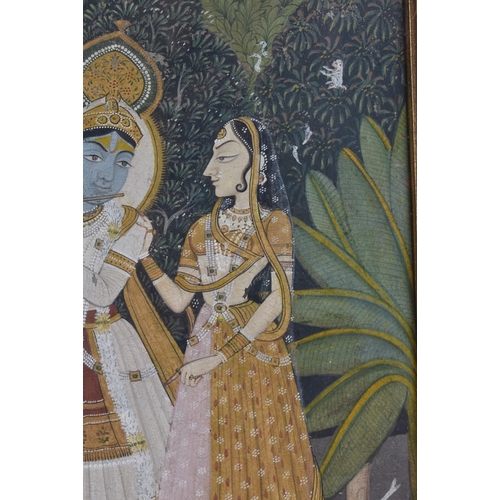 779 - Indian School (19th Century) Watercolour, Two deities in a landscape. 42 cm x 32 cm.