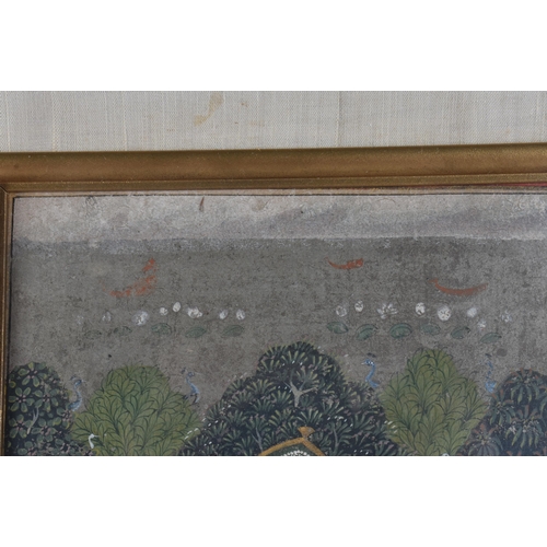 779 - Indian School (19th Century) Watercolour, Two deities in a landscape. 42 cm x 32 cm.