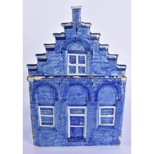 80A - A RARE ANTIQUE DELFT TIN GLAZED BLUE AND WHITE MAKKUMER HUIS POTTERY BOX AND COVER. 18 cm x 18 cm.