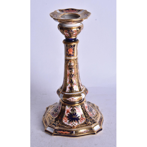 820 - Royal Crown Derby candlestick painted with pattern 1128 date mark 1917. 16cm height