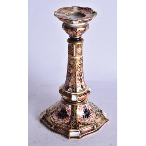 820 - Royal Crown Derby candlestick painted with pattern 1128 date mark 1917. 16cm height