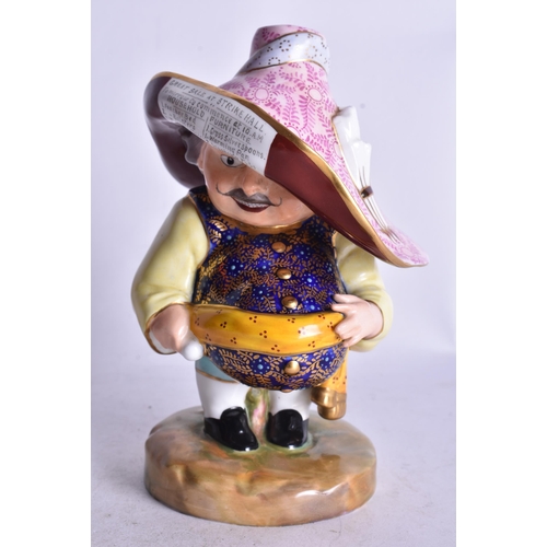 824 - Royal Crown Derby Mansion House Dwarf standing with a floral hat with an inscription date mark for 1... 