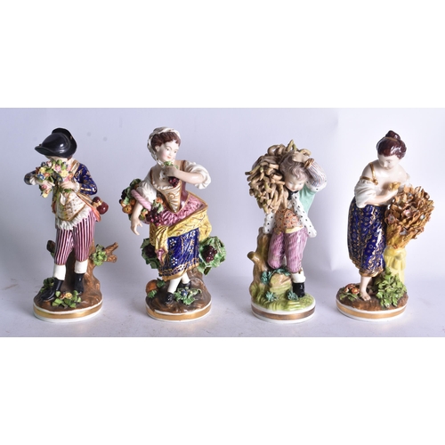 829 - Early 19th century set of Derby figures of the four seasons, Winter with sticks, the Spring with flo... 